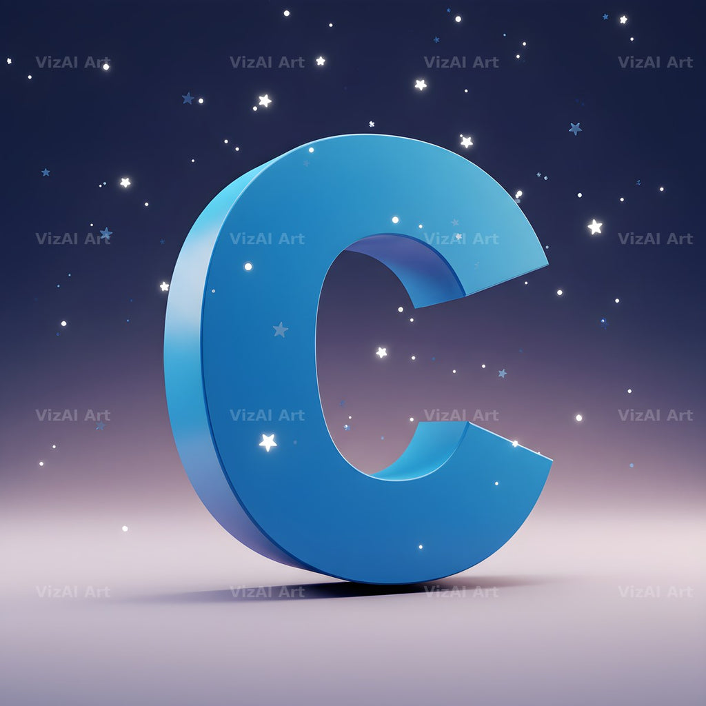 Starlit Night Sky alphabet letter C
