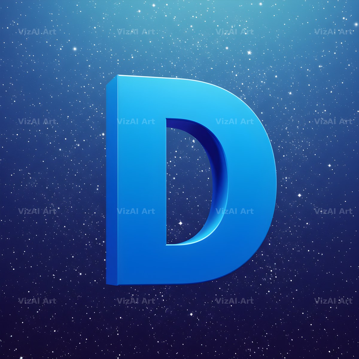 Starlit Night Sky alphabet letter D