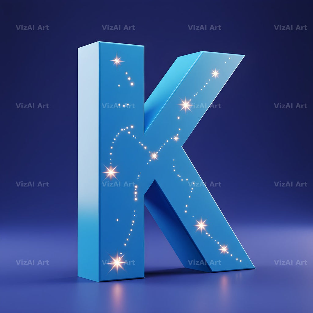 Starlit Night Sky alphabet letter K
