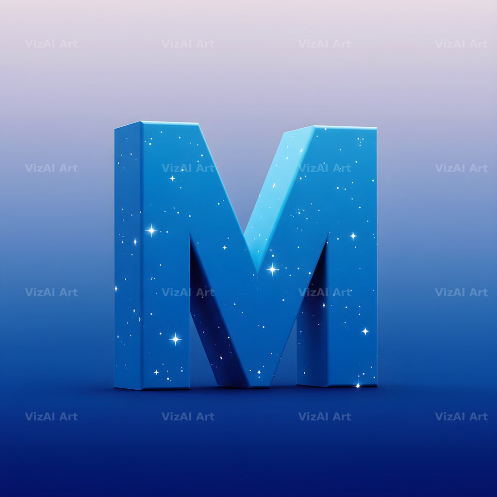 Starlit Night Sky alphabet letter M