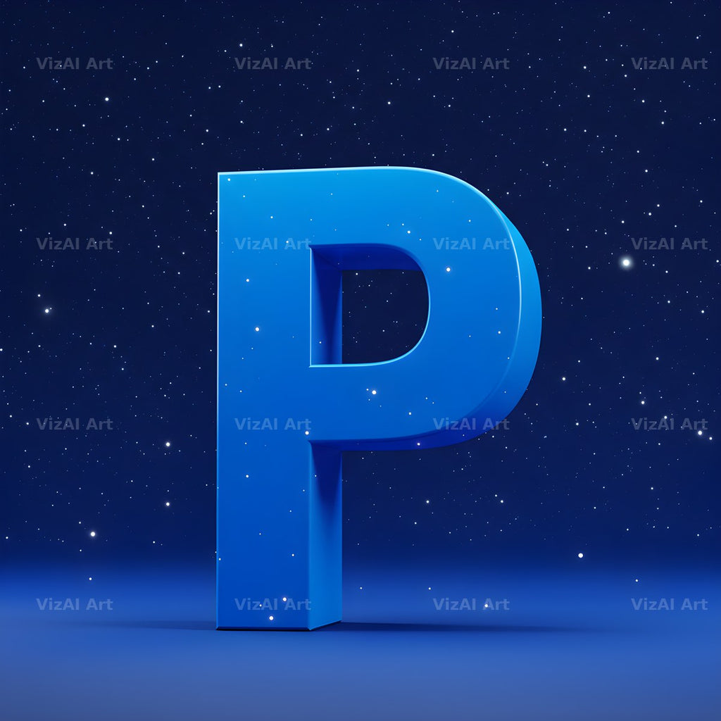 Starlit Night Sky alphabet letter P