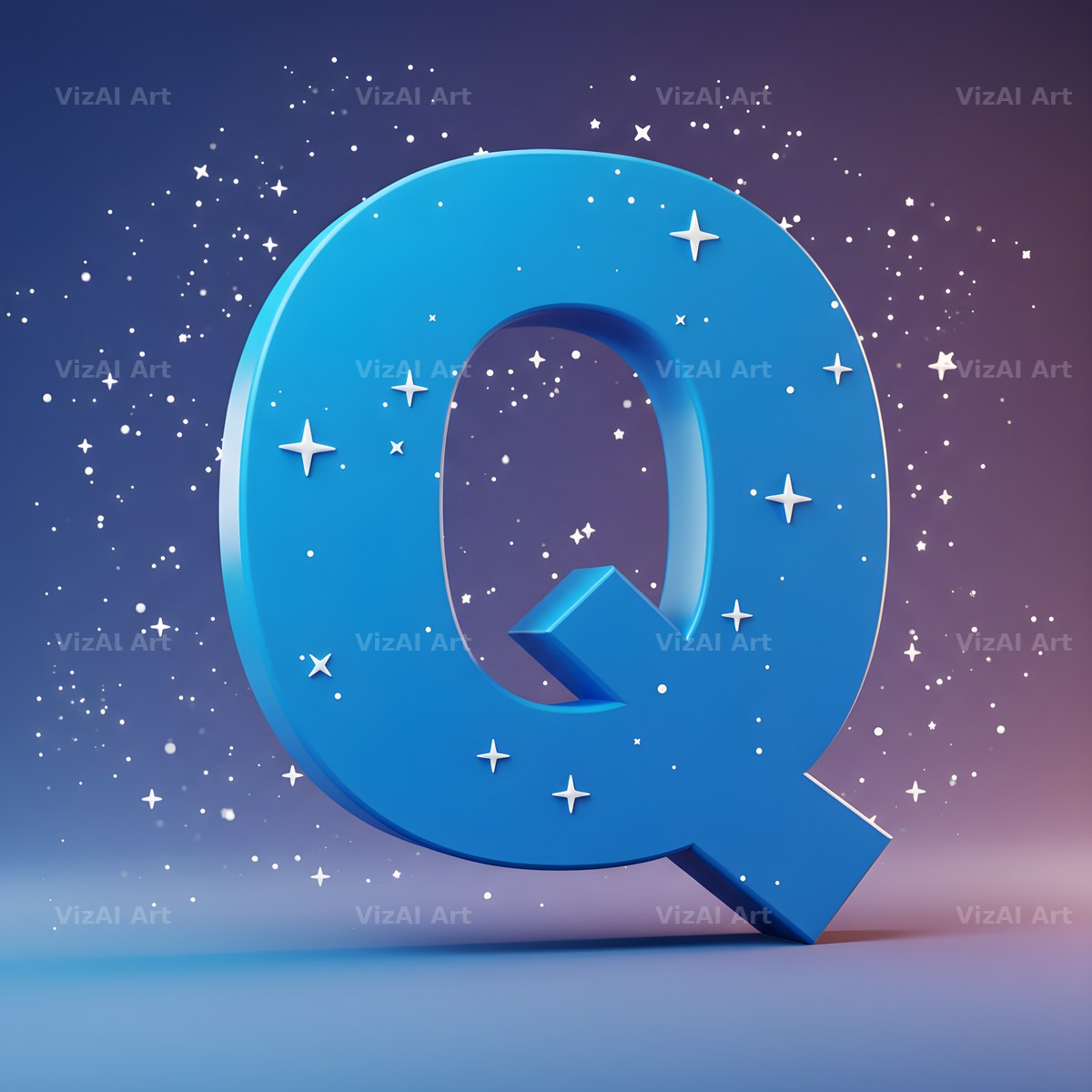 Starlit Night Sky alphabet letter Q