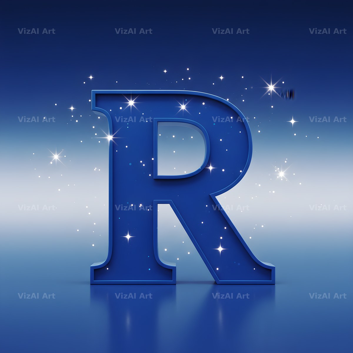 Starlit Night Sky alphabet letter R