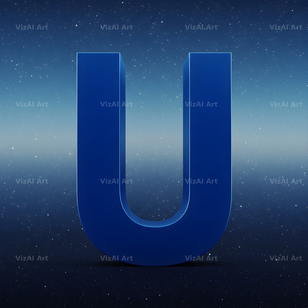 Starlit Night Sky alphabet letter U