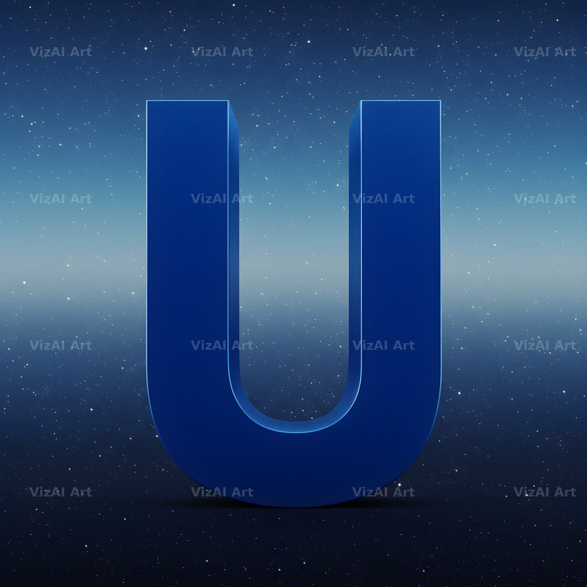 Starlit Night Sky alphabet letter U