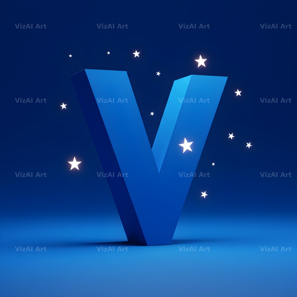 Starlit Night Sky alphabet letter V