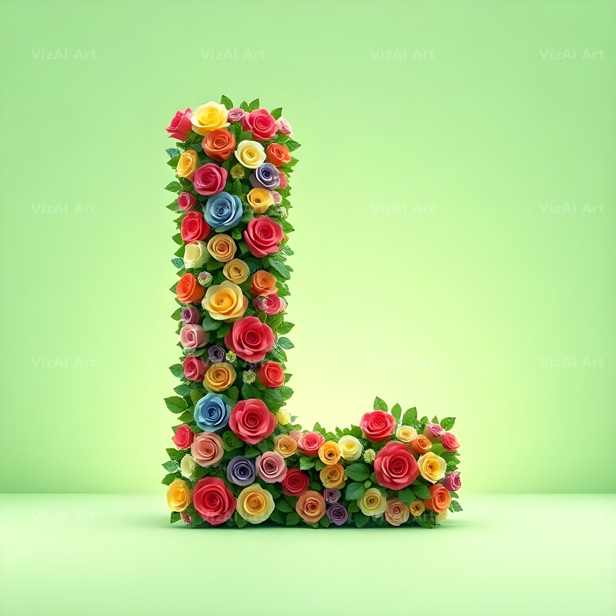 Rainbow Rose Bloom alphabet letter L