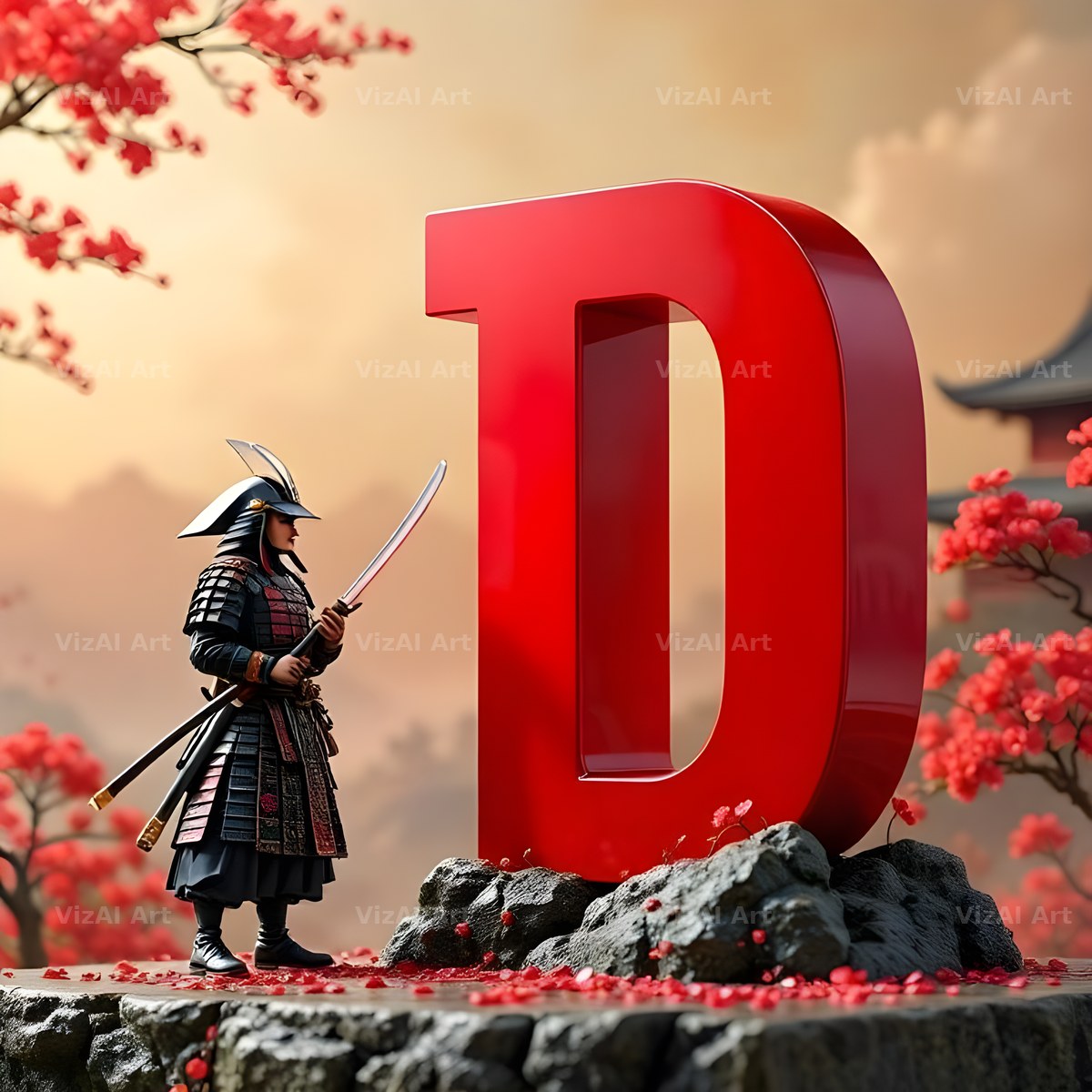 Samurai Blossom alphabet letter D