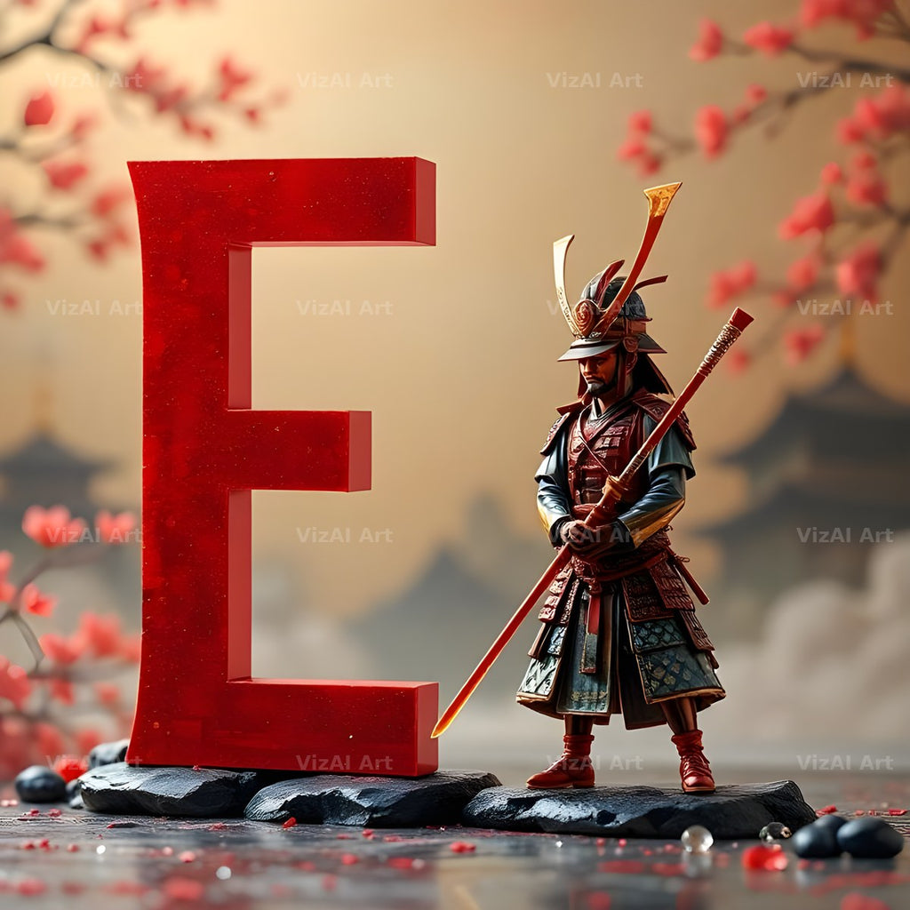 Samurai Blossom alphabet letter E