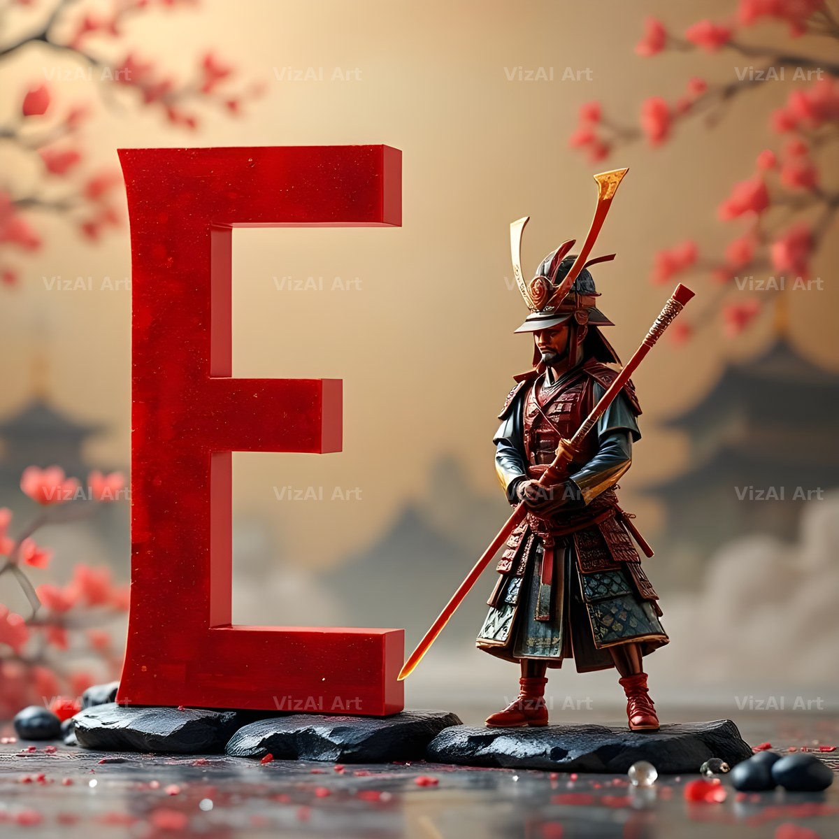 Samurai Blossom alphabet letter E