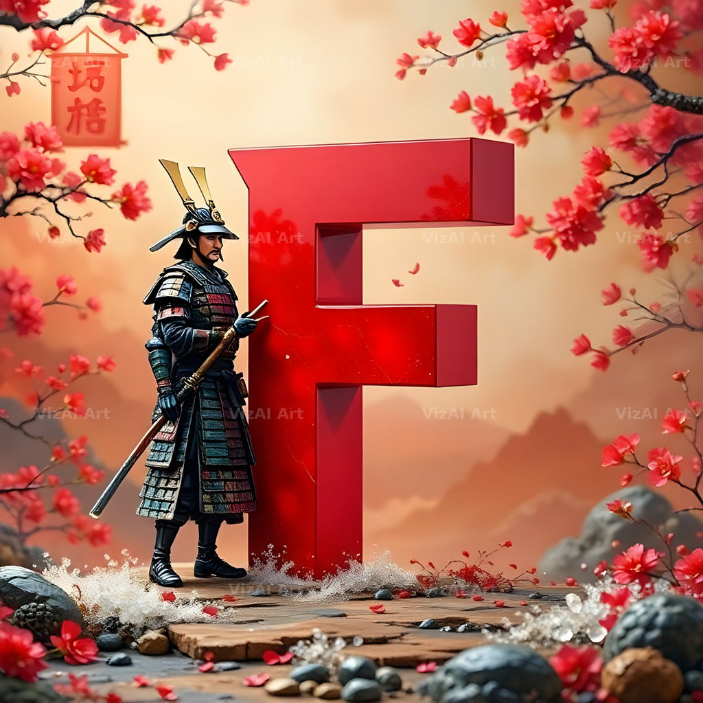 Samurai Blossom alphabet letter F