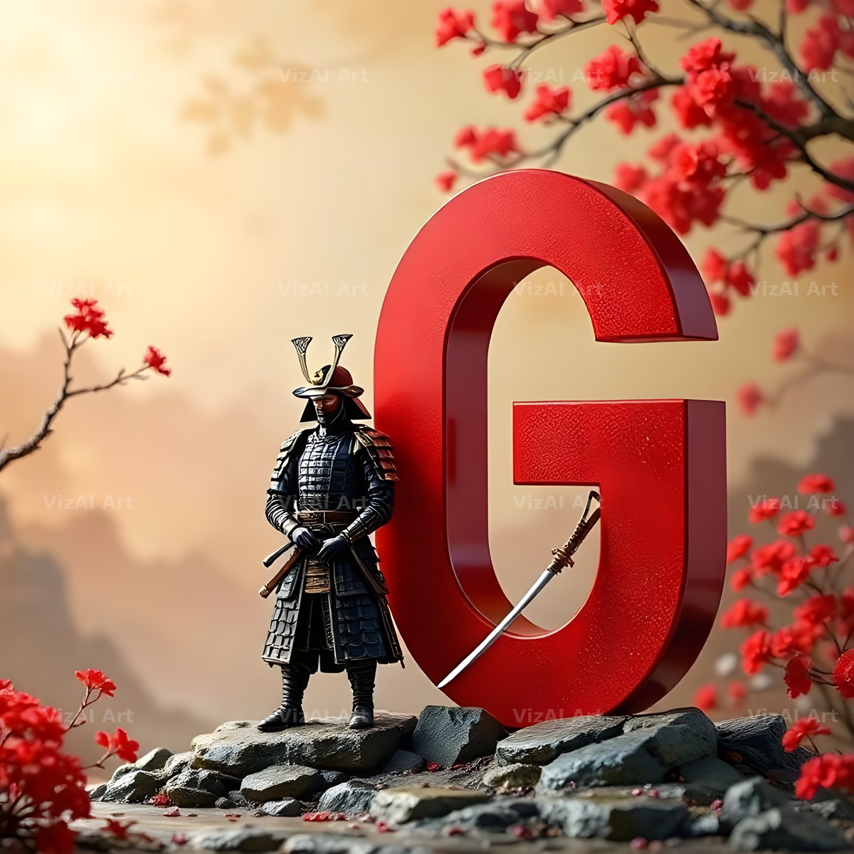 Samurai Blossom alphabet letter G