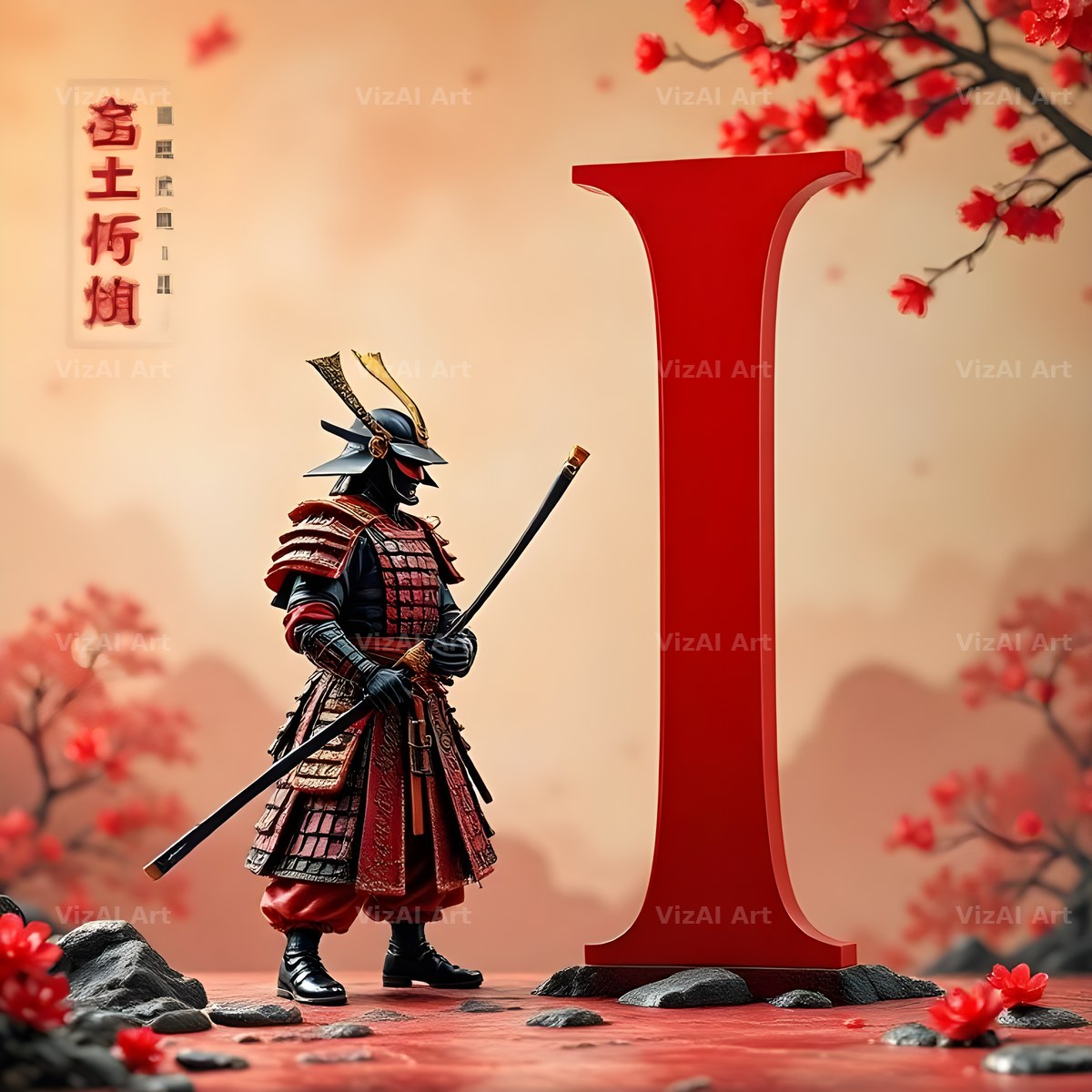Samurai Blossom alphabet letter I