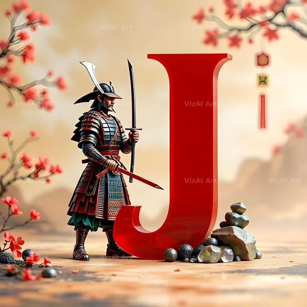 Samurai Blossom alphabet letter J