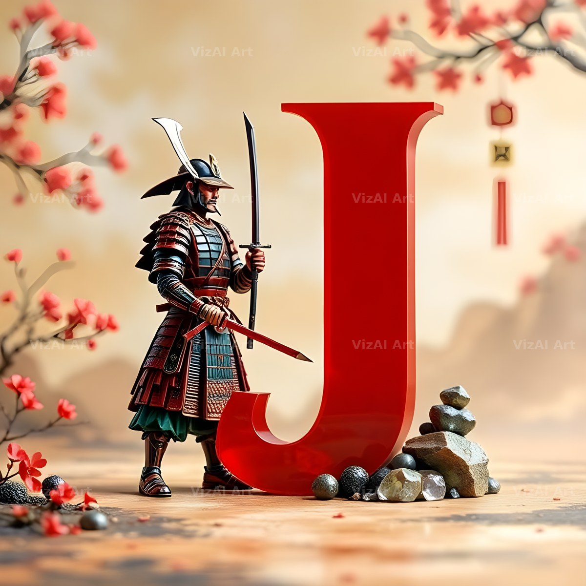 Samurai Blossom alphabet letter J