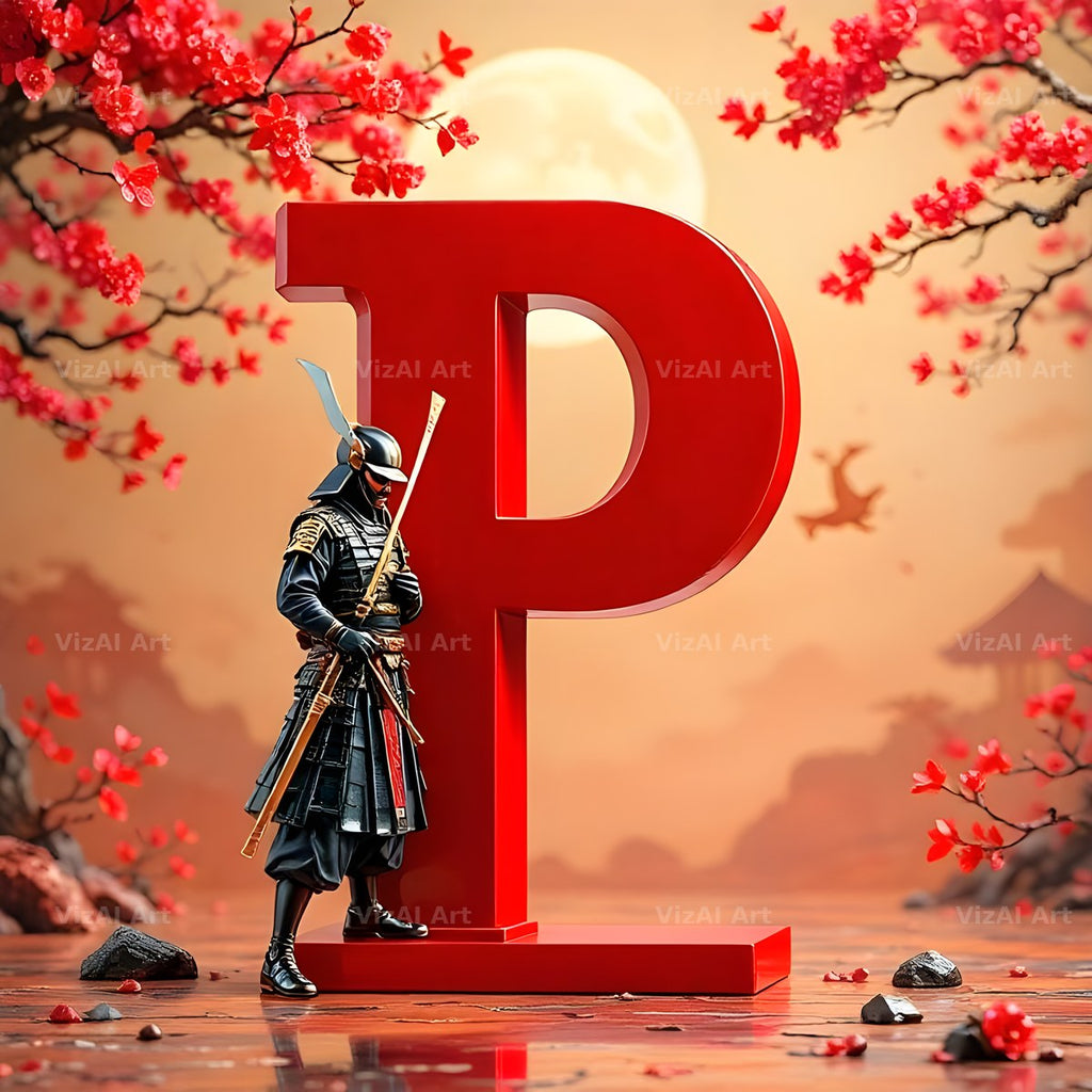 Samurai Blossom alphabet letter P