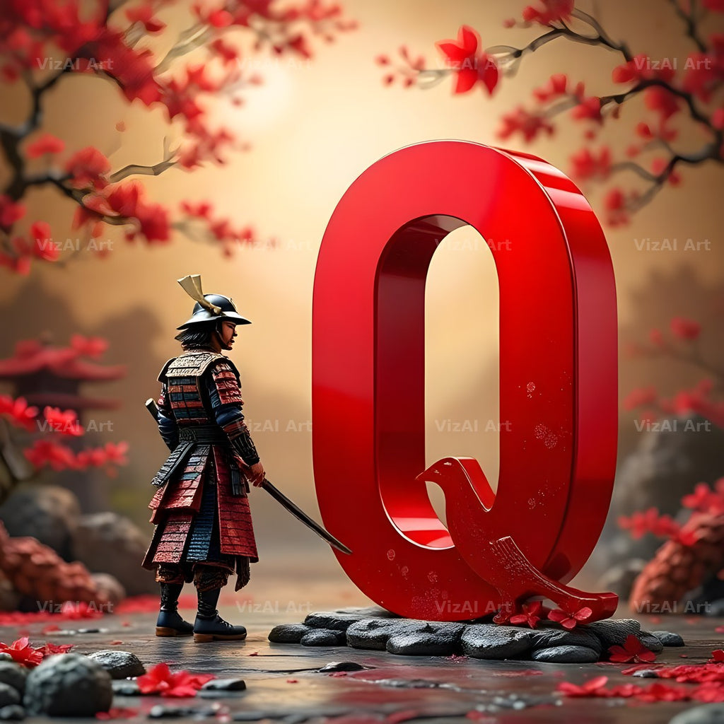 Samurai Blossom alphabet letter Q