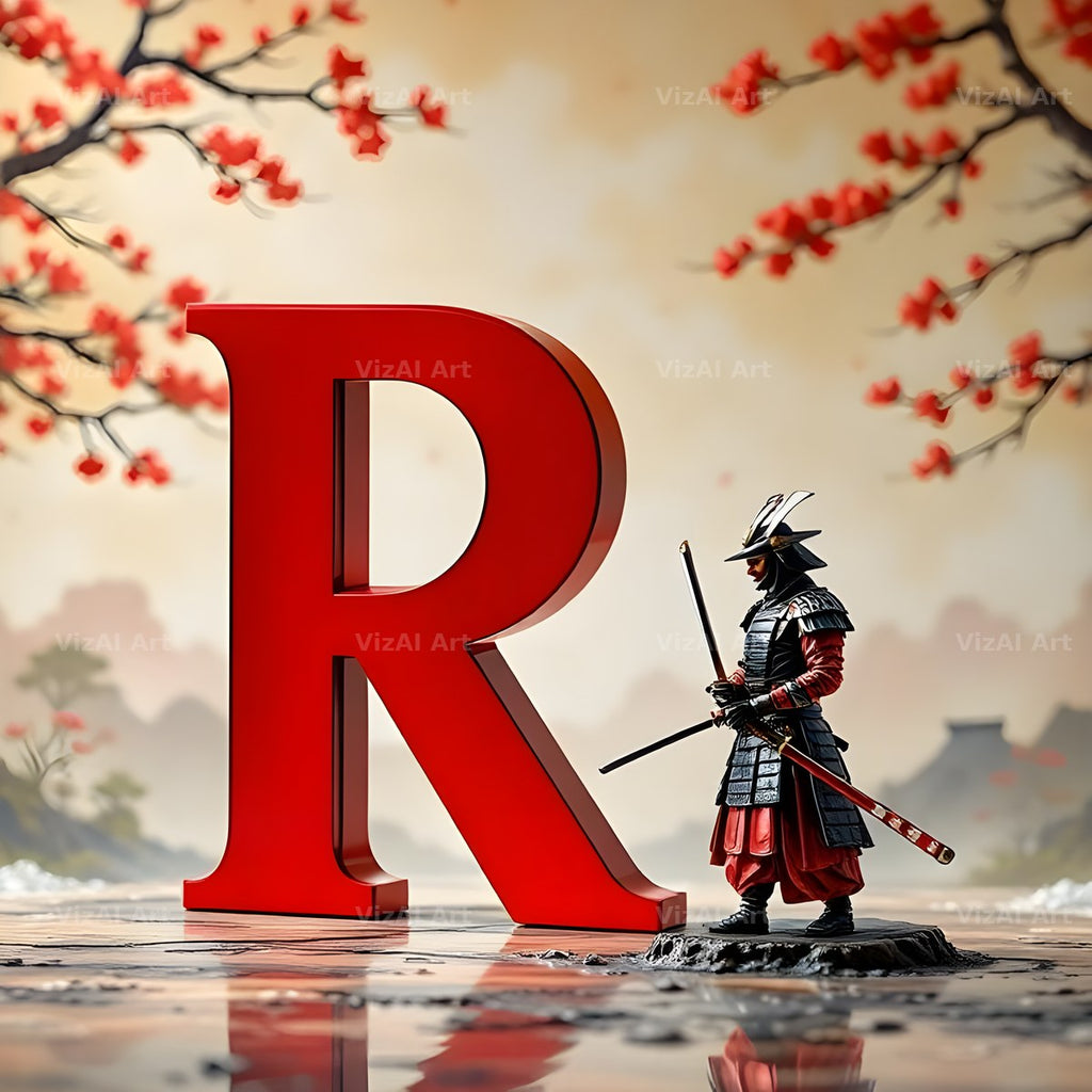 Samurai Blossom alphabet letter R