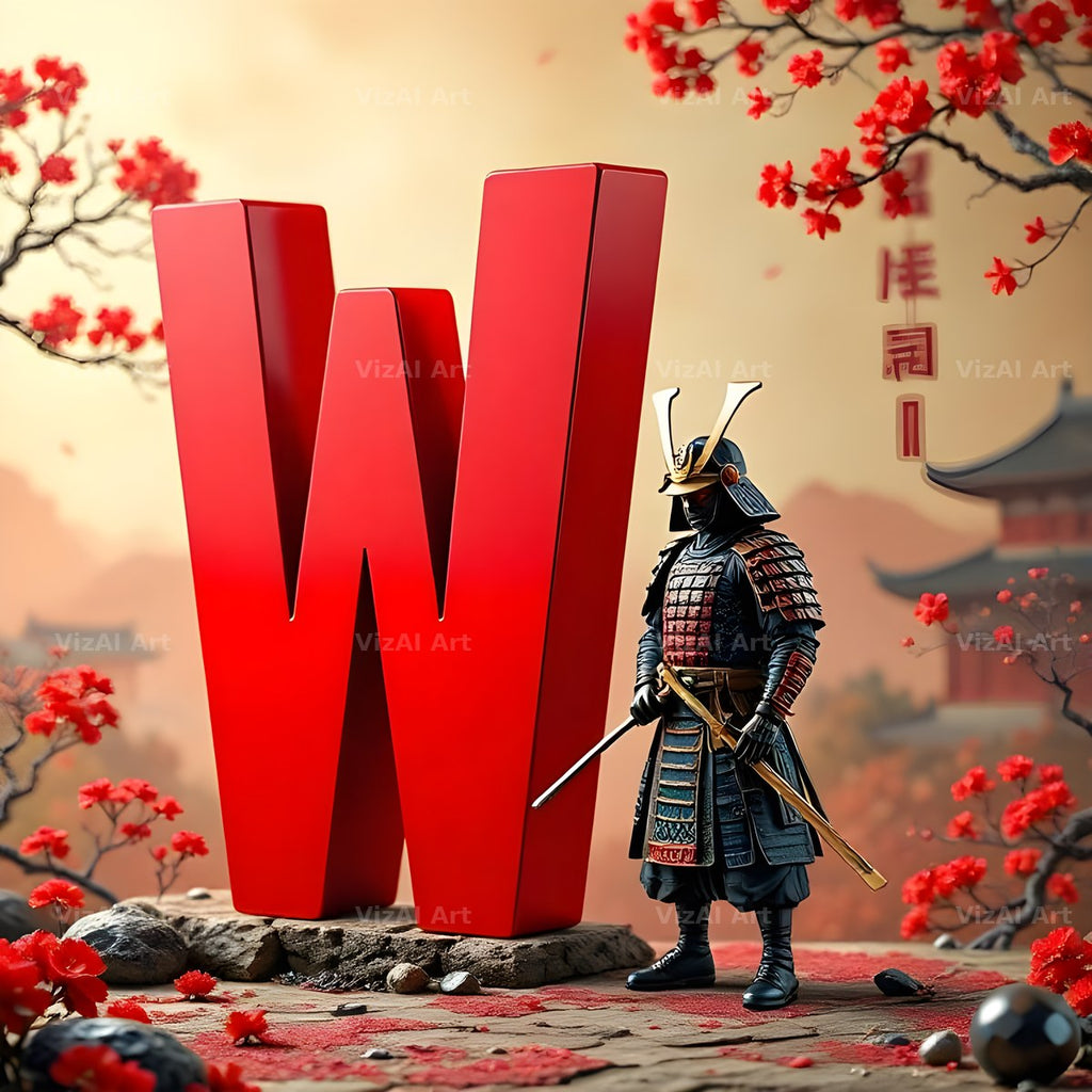 Samurai Blossom alphabet letter W