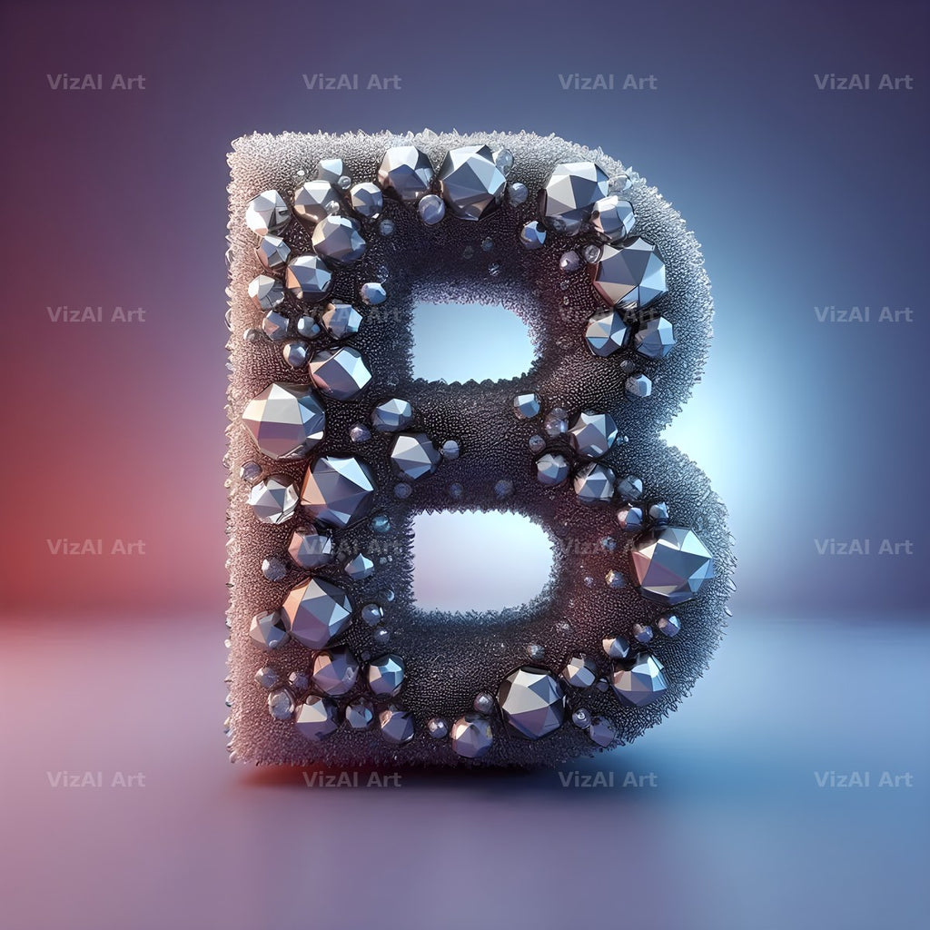Silver Crystal alphabet letter B