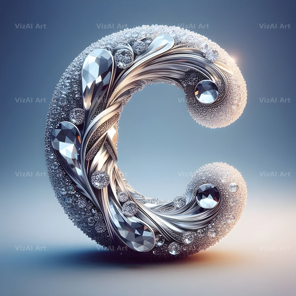 Silver Crystal alphabet letter C