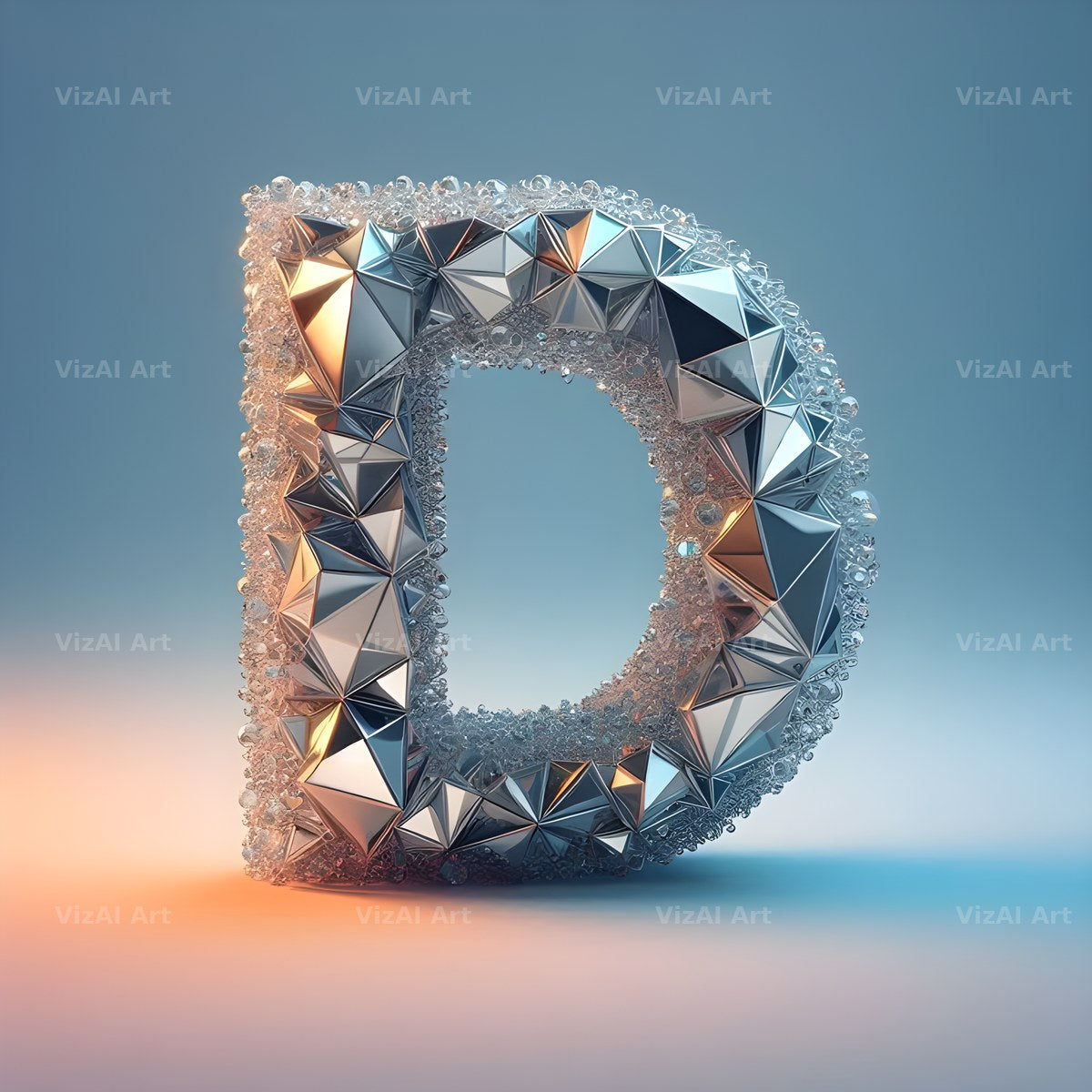 Silver Crystal alphabet letter D