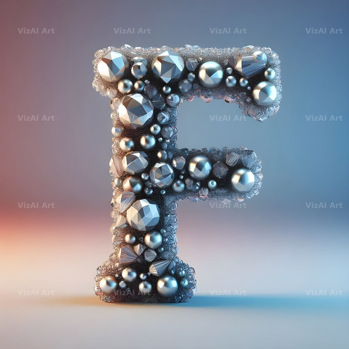 Silver Crystal alphabet letter F