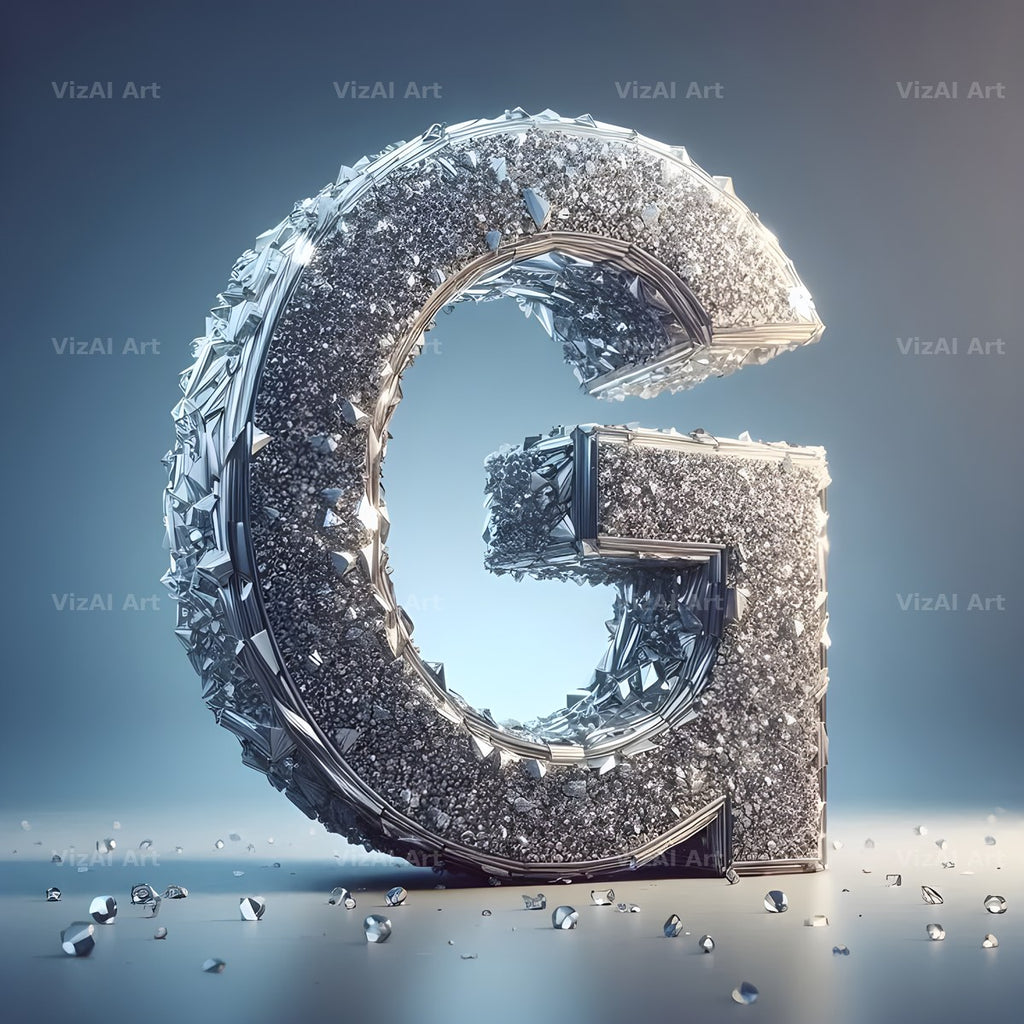 Silver Crystal alphabet letter G