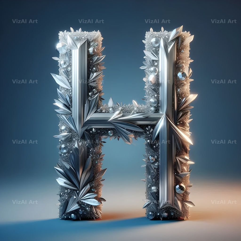 Silver Crystal alphabet letter H