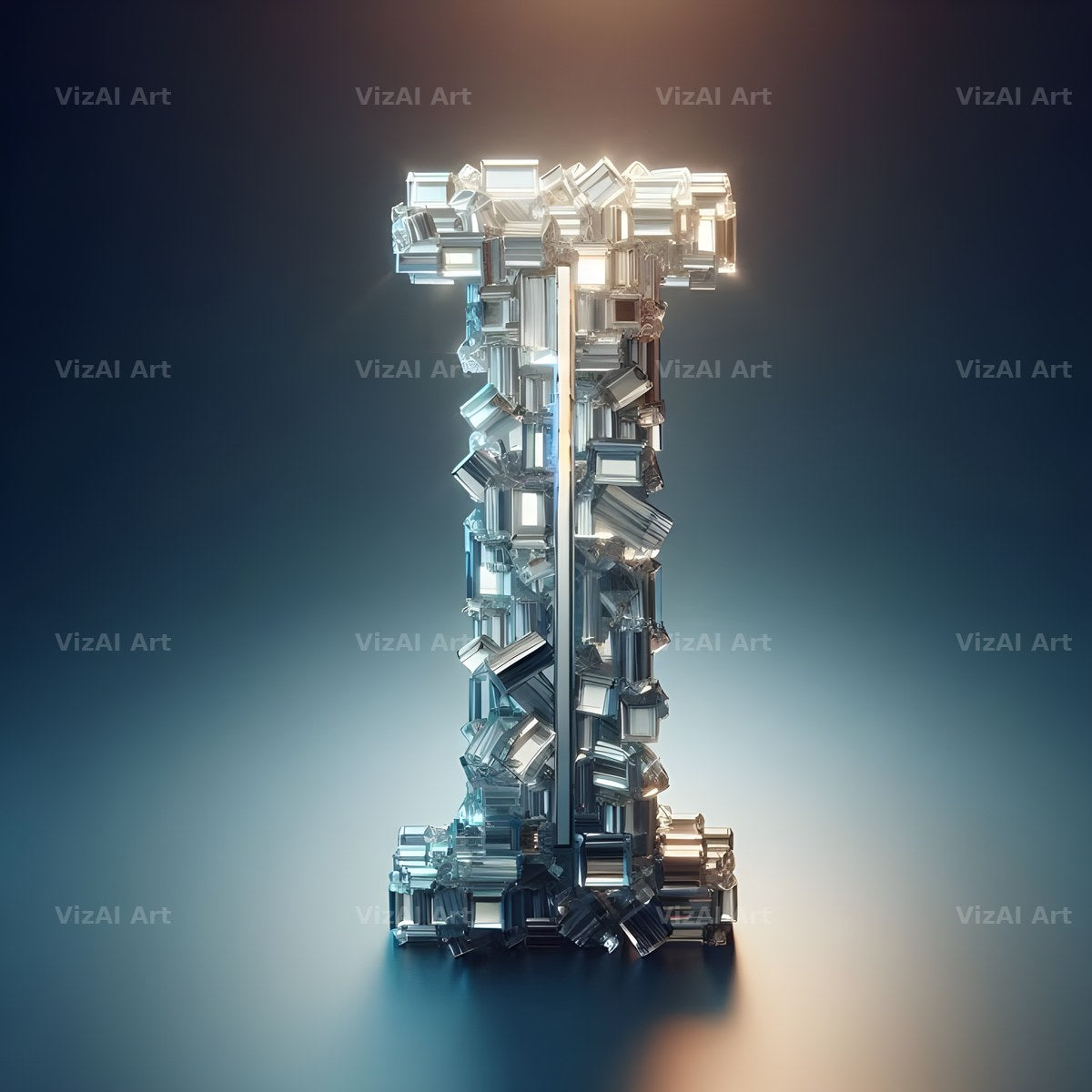 Silver Crystal alphabet letter I