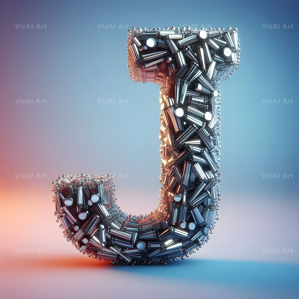 Silver Crystal alphabet letter J