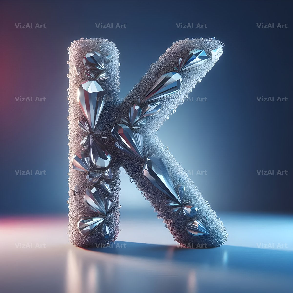 Silver Crystal alphabet letter K