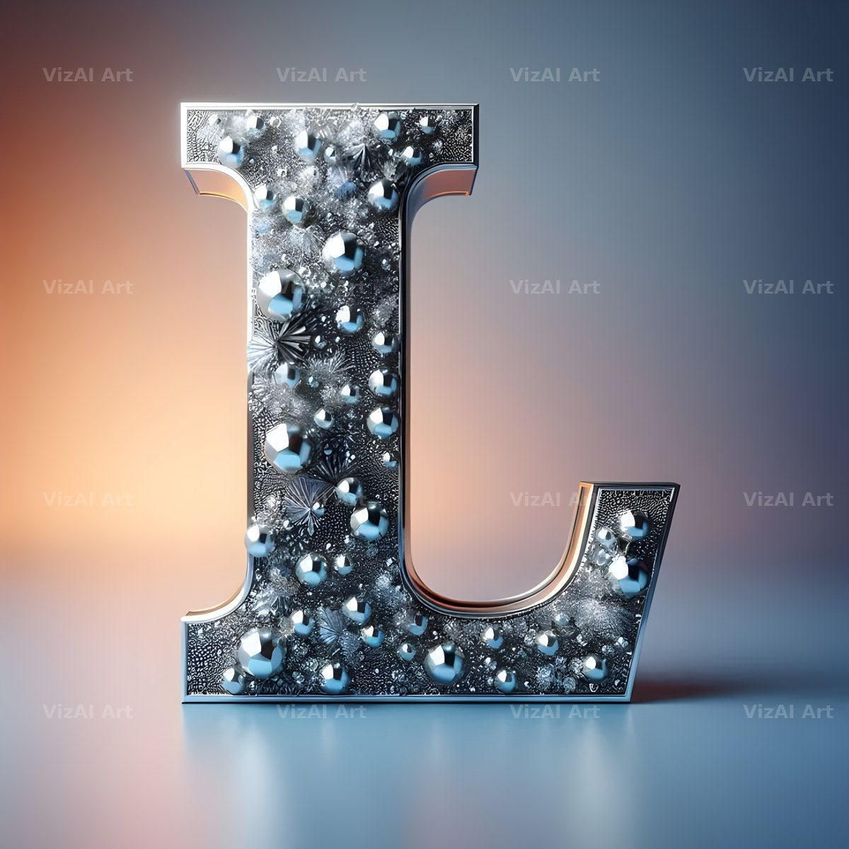 Silver Crystal alphabet letter L
