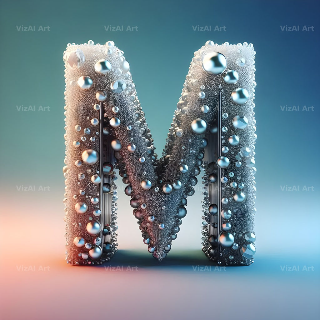 Silver Crystal alphabet letter M