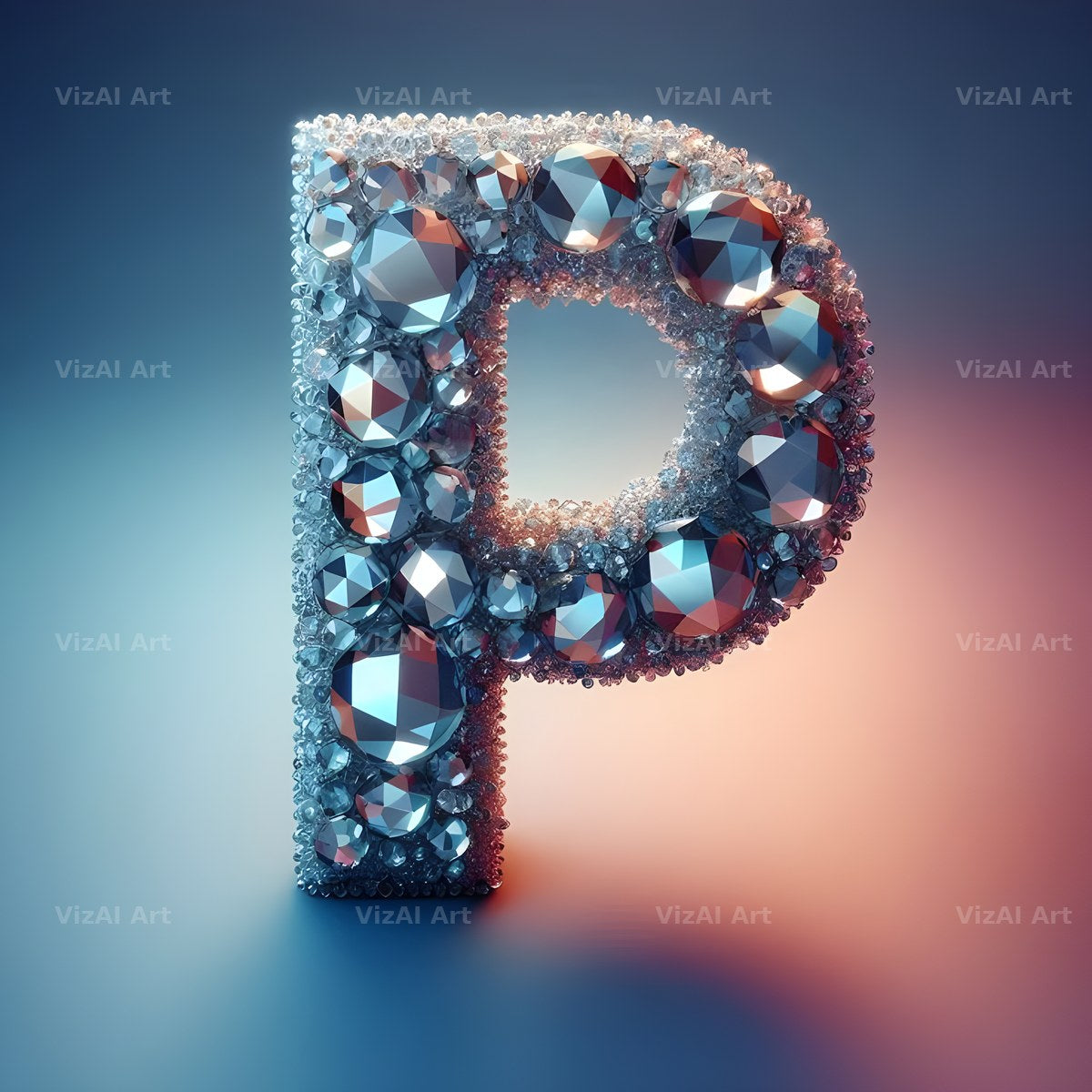 Silver Crystal alphabet letter P