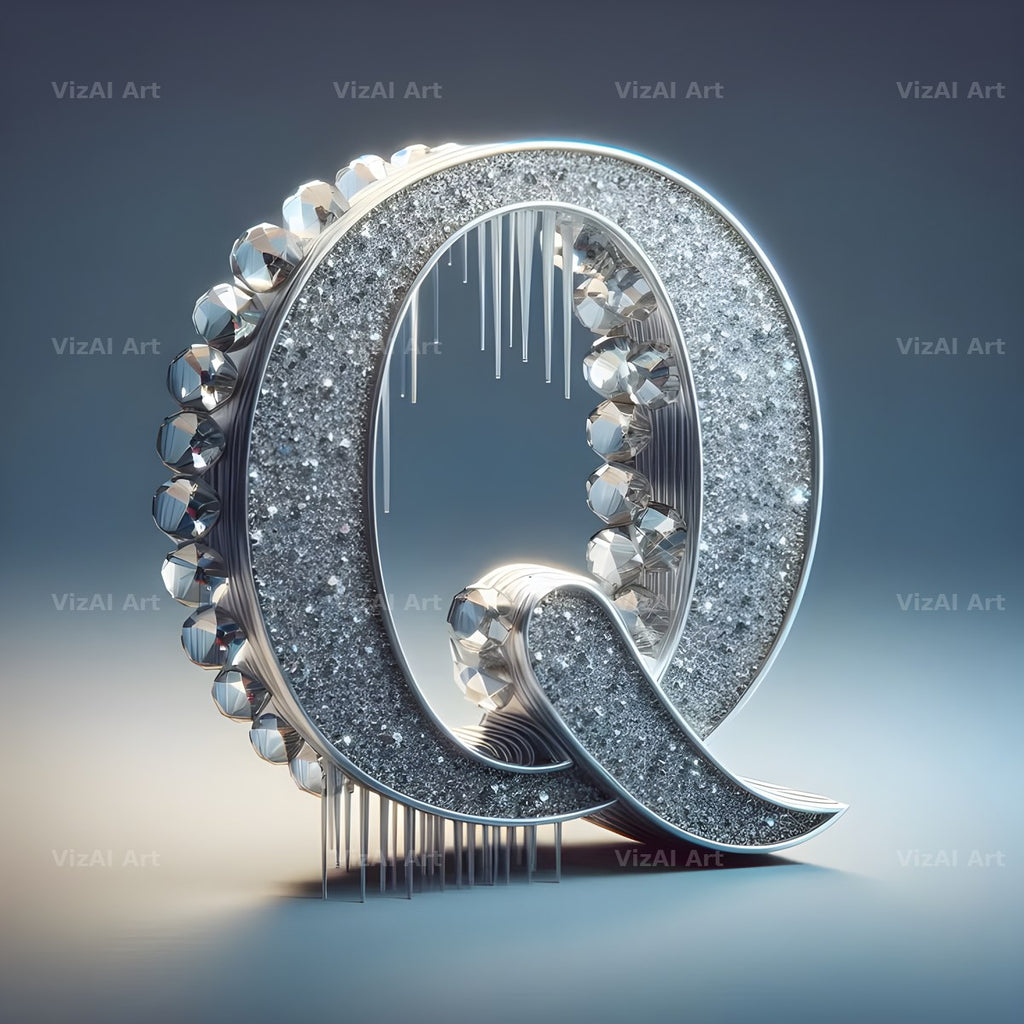 Silver Crystal alphabet letter Q