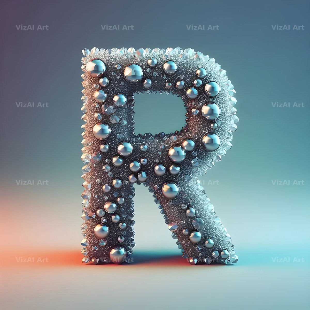 Silver Crystal alphabet letter R