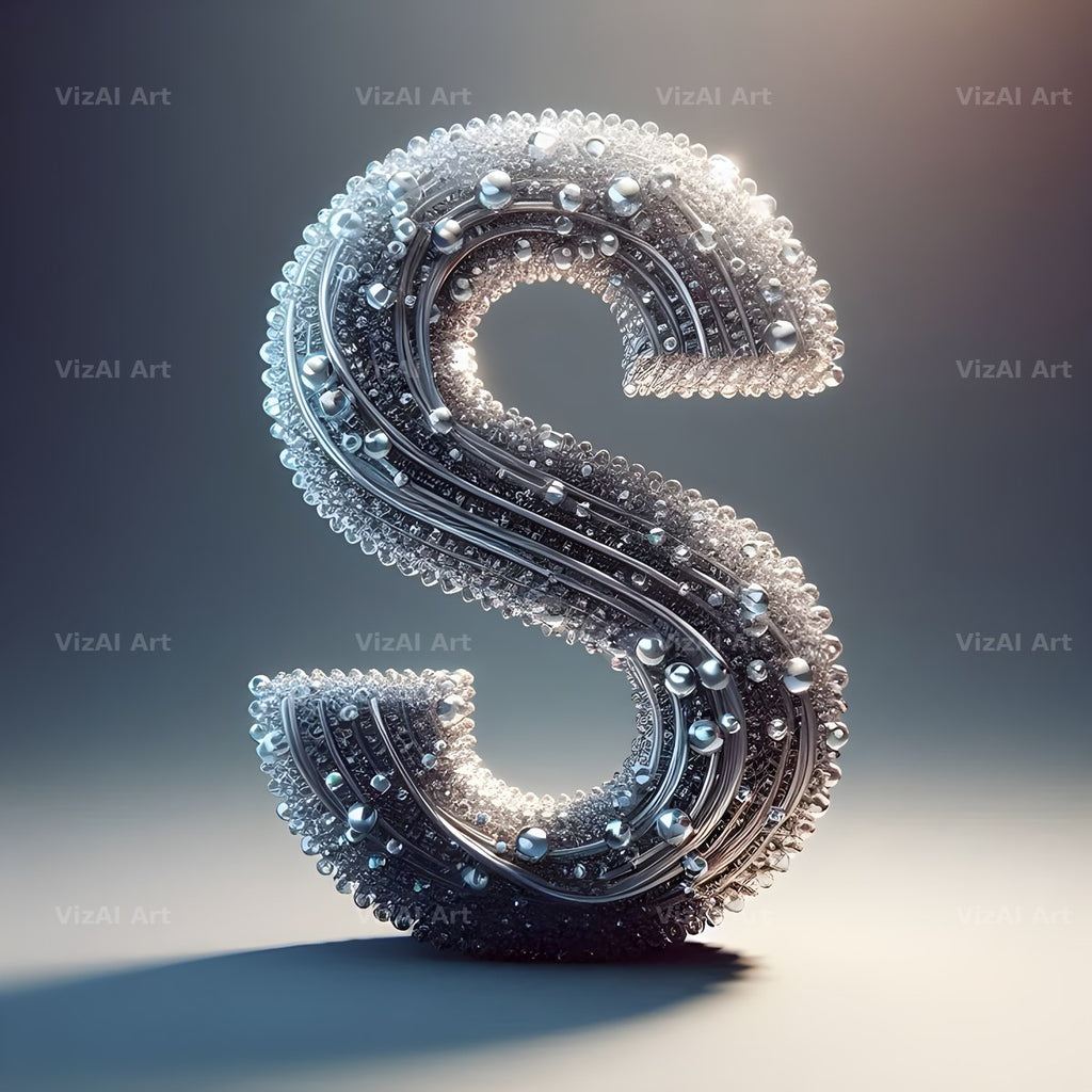 Silver Crystal alphabet letter S
