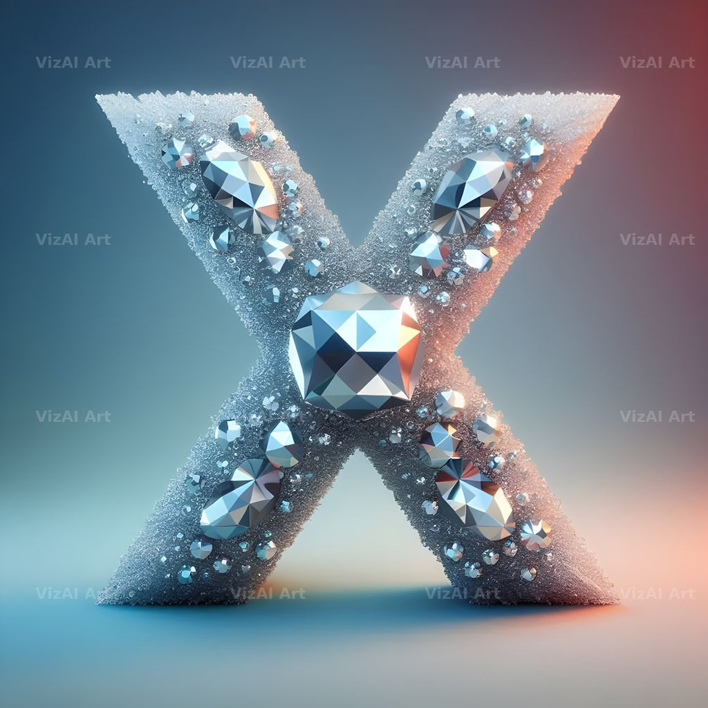 Silver Crystal alphabet letter X