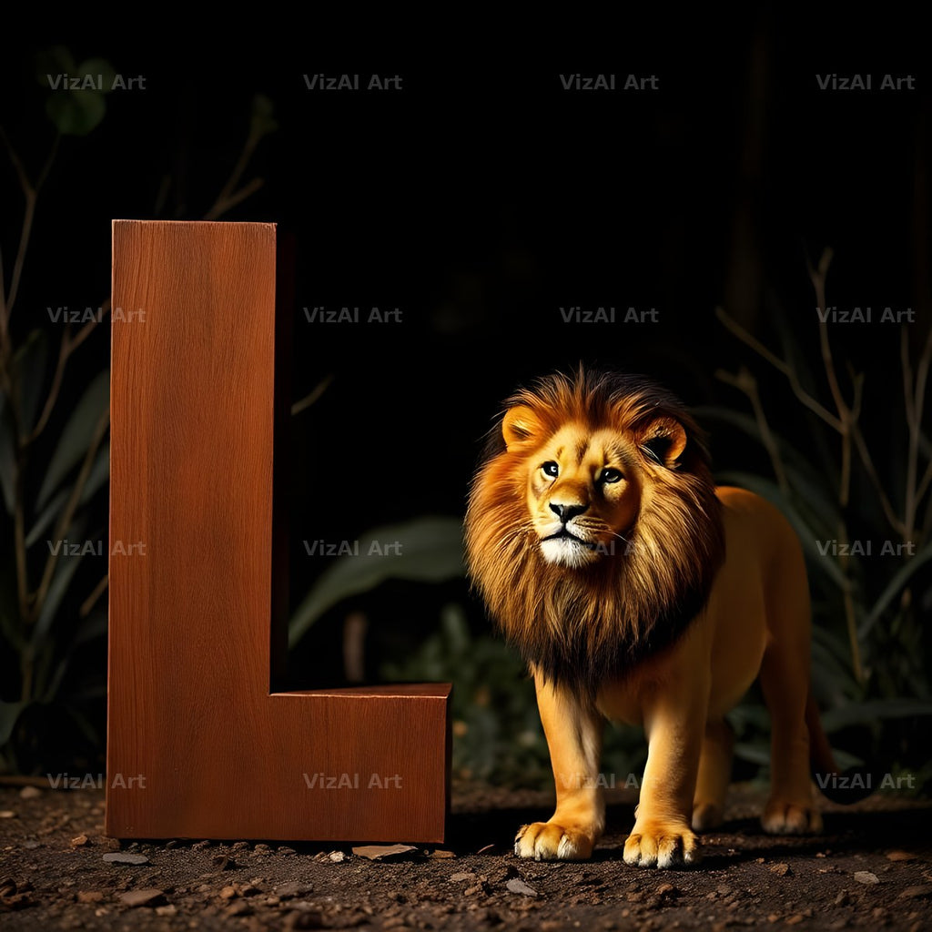 Bronze Lion Night alphabet letter L
