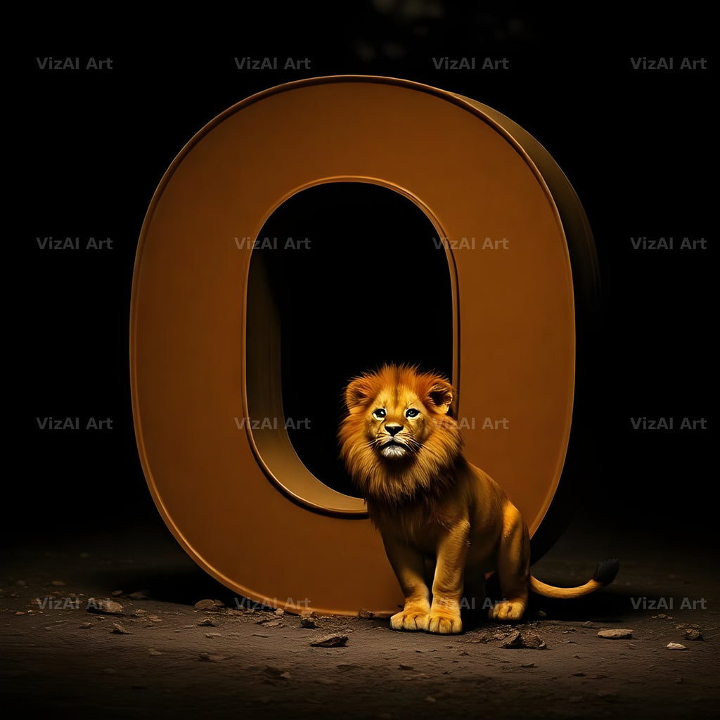 Bronze Lion Night alphabet letter O