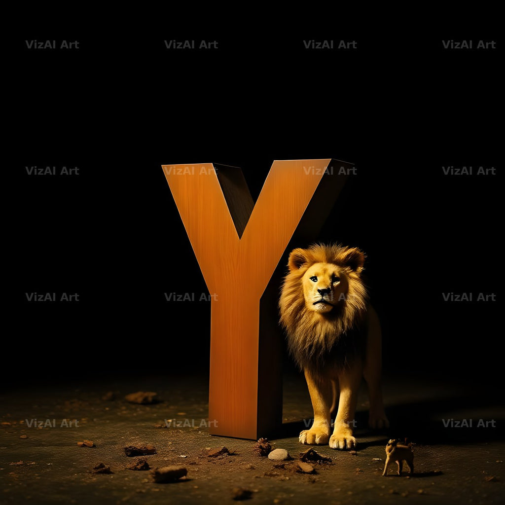 Bronze Lion Night alphabet letter Y