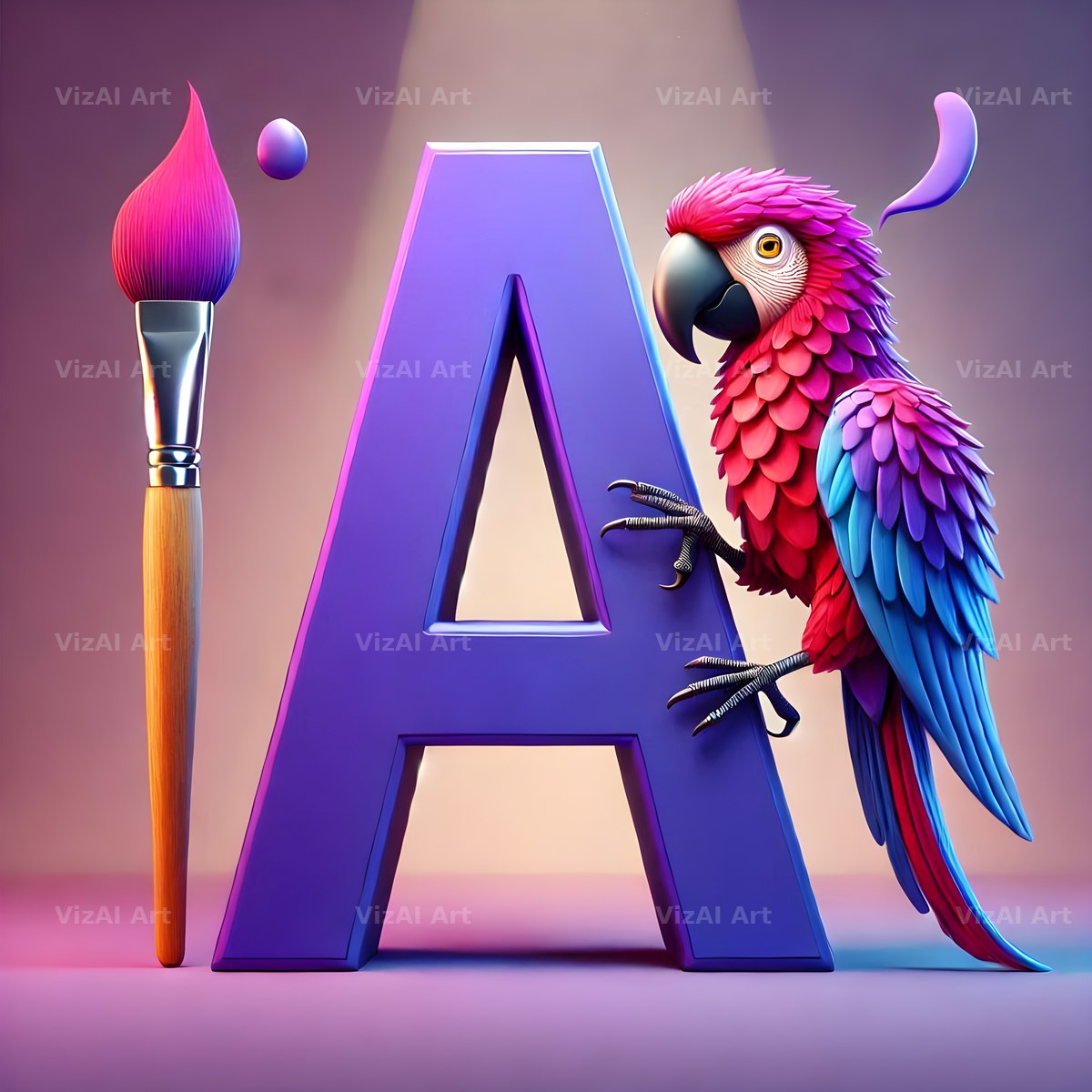 Parrot Paint Purple alphabet letter A