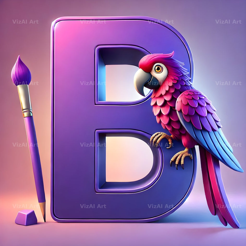 Parrot Paint Purple alphabet letter B