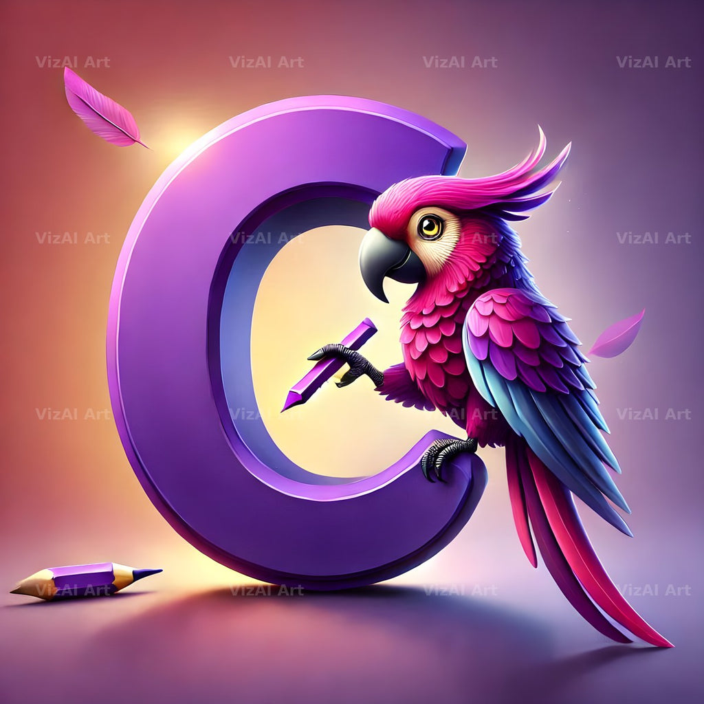 Parrot Paint Purple alphabet letter C