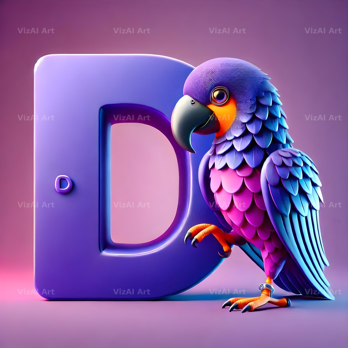 Parrot Paint Purple alphabet letter D