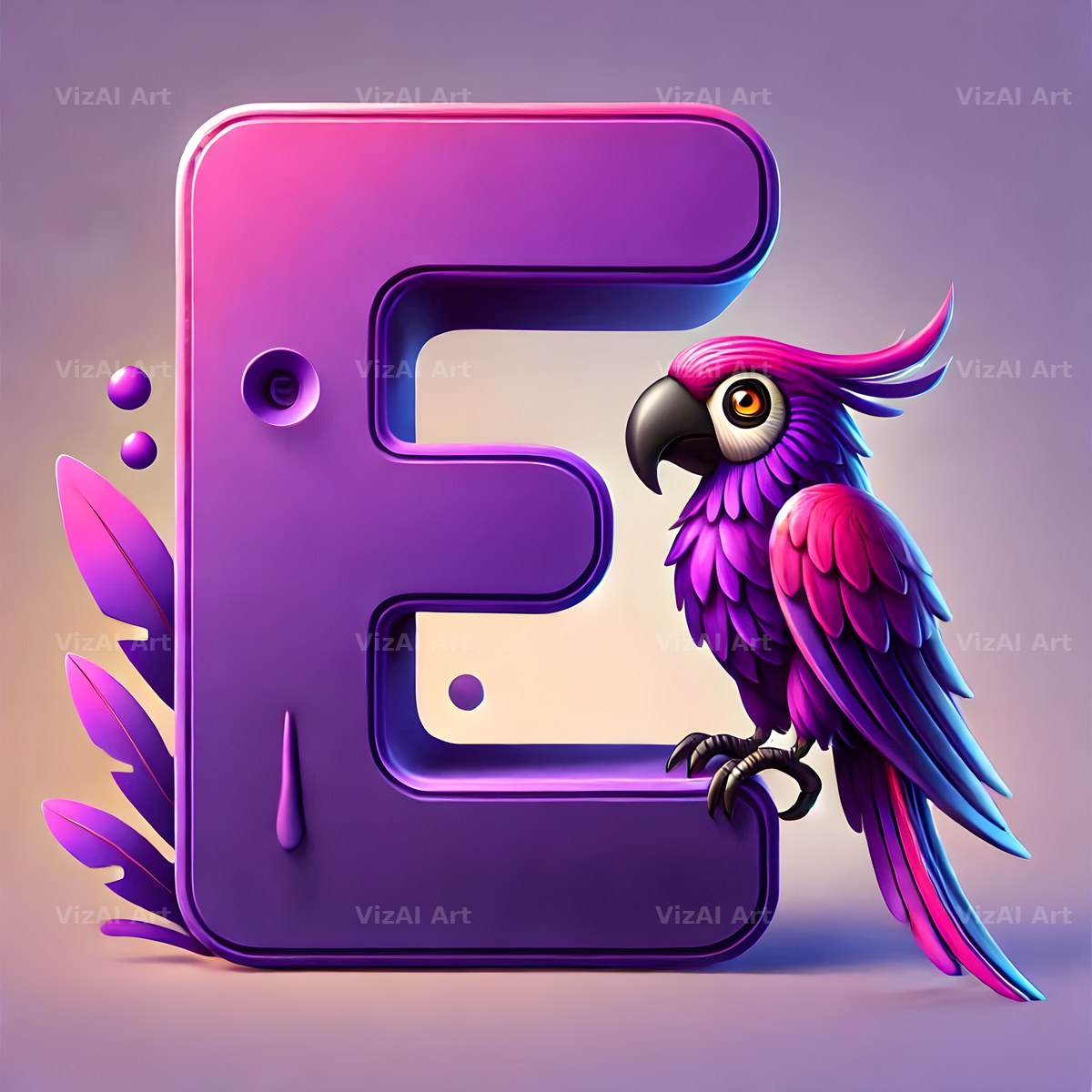 Parrot Paint Purple alphabet letter E
