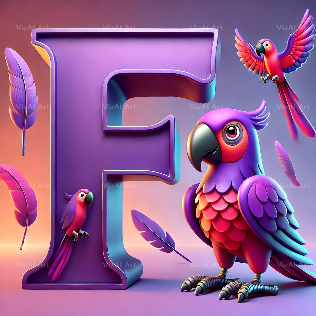 Parrot Paint Purple alphabet letter F