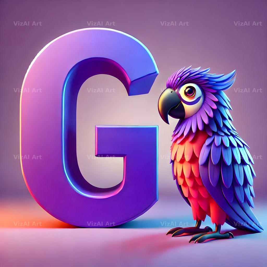 Parrot Paint Purple alphabet letter G