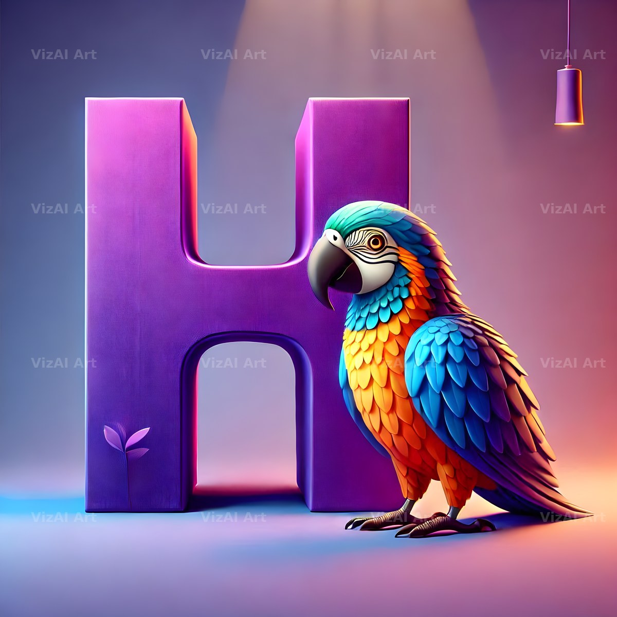 Parrot Paint Purple alphabet letter H